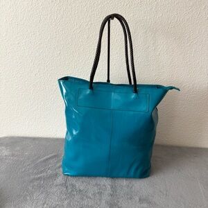 Danier Large Leather Turquoise Tote Bag